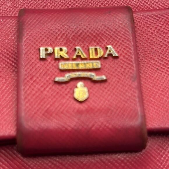 Prada Bow Front Logo Continental Long Wallet Hot Pink Leather Preppy Barbiecore - Picture 11 of 13